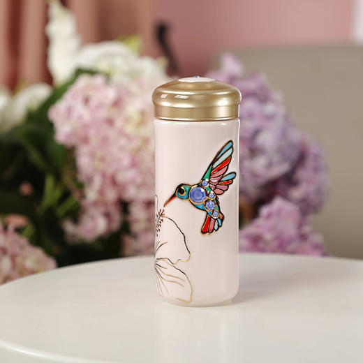 乾唐轩蜂鸟双层随身杯（淡粉色330ML）和谐荷花随身杯(牙白+彩+手工描金)双层大内胆玲珑如意随身杯（无光粉红+彩釉贴花+碧玺釉）双层 商品图6