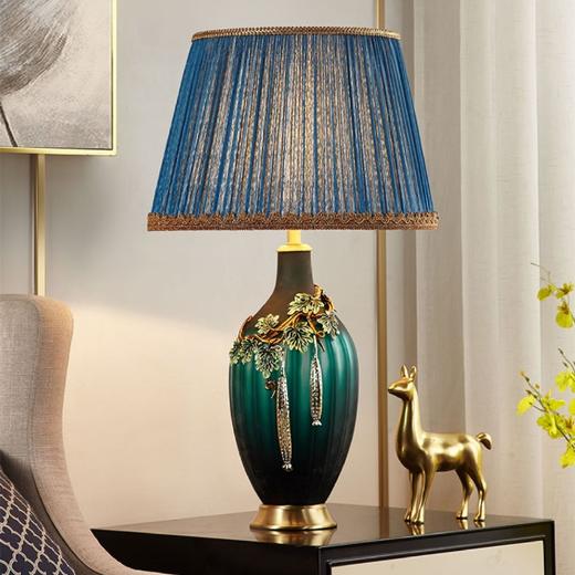 轻奢后现代珐琅彩台灯美式奢华卧室床头灯现代全铜欧式客厅沙发 台灯 轻奢 商品图2