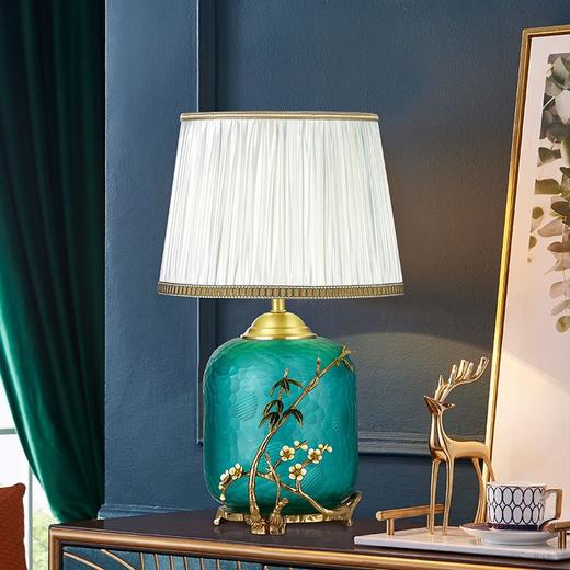 E-OLW6910奥利维亚珐琅台灯 铜竹语新中式琉璃珐琅彩台灯温馨卧室床头灯欧式客厅 商品图3