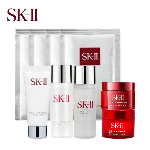 SK-II [小样] 中样九件套（洗面奶20g+神仙水30mL+清莹露30mL+滋润大红瓶面霜15g+清爽大红瓶面霜15g+前男友面膜4片） 商品图0