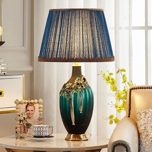 轻奢后现代珐琅彩台灯美式奢华卧室床头灯现代全铜欧式客厅沙发 台灯 轻奢 商品图1
