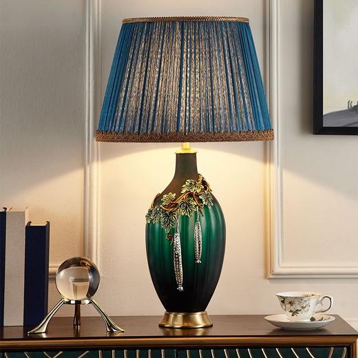 轻奢后现代珐琅彩台灯美式奢华卧室床头灯现代全铜欧式客厅沙发 台灯 轻奢 商品图3
