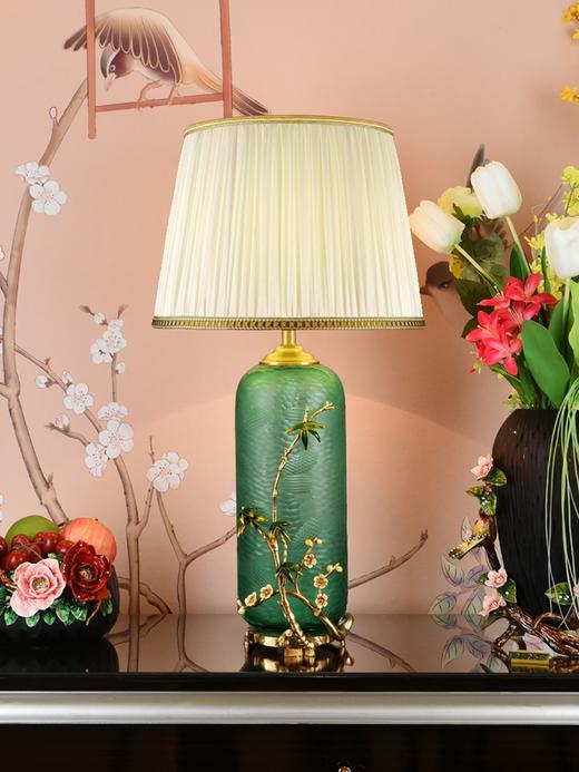 E-OLW6910奥利维亚珐琅台灯 铜竹语新中式琉璃珐琅彩台灯温馨卧室床头灯欧式客厅 商品图7