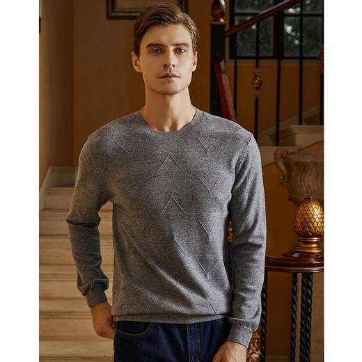 YvesFigarau伊夫·费嘉罗100%绵羊毛秋冬新款套头舒适保暖打底休闲毛衣921166 商品图1