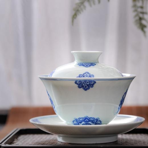 B-SS-003 素手繁花青花斗笠盖碗 套装 商品图2