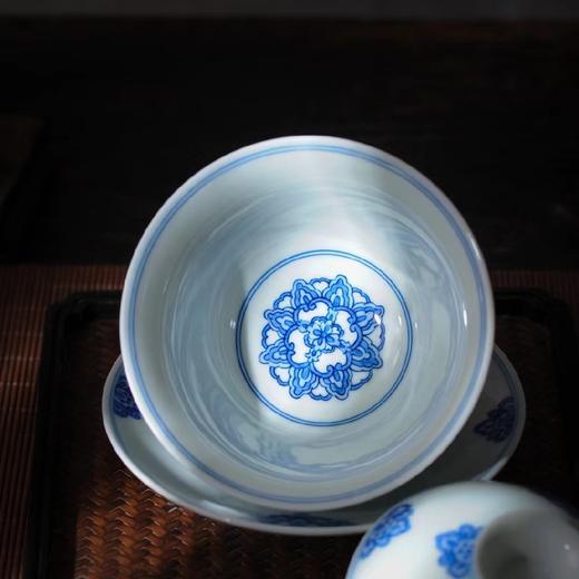 B-SS-003 素手繁花青花斗笠盖碗 套装 商品图5