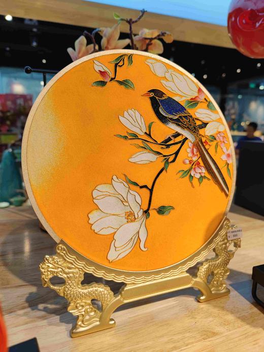 金丝珐琅 喜鹊登枝看盘(掐丝＋原矿釉) 摆件 轻奢 看盘 商品图5