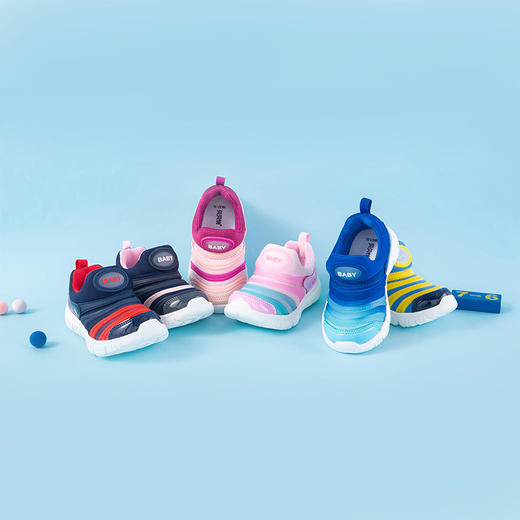 贝贝怡男女童春秋宝宝毛毛虫一脚蹬童鞋百搭防滑耐磨运动鞋 商品图3