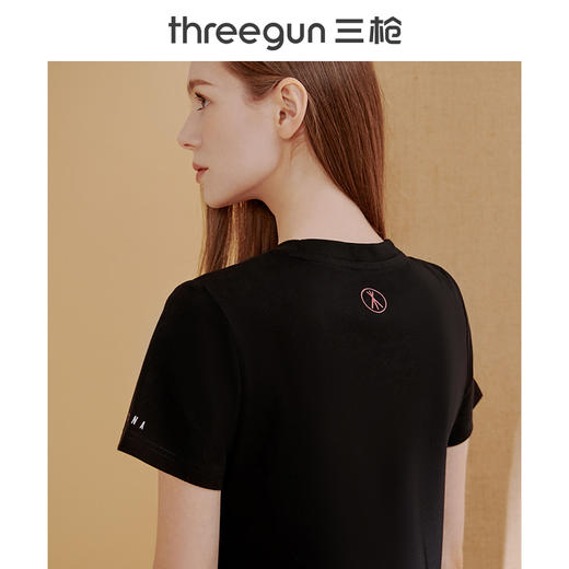 Threegun三枪【匠心系列-80支长绒棉】圆领女士短袖T恤-23468A911 商品图1