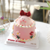 P019 “红色蝴蝶结粉红小猪”小双层蛋糕 商品缩略图1