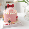 P019 “红色蝴蝶结粉红小猪”小双层蛋糕 商品缩略图2