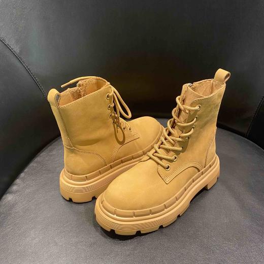 LFGJ 7427  7428   松糕厚底帅气短靴女百搭系带马丁靴复古英伦风骑士靴 商品图2