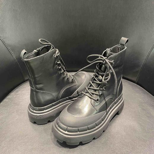 LFGJ 7427  7428   松糕厚底帅气短靴女百搭系带马丁靴复古英伦风骑士靴 商品图8