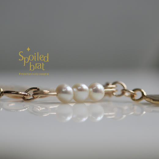 SpoiledBrat Jewelry珍珠别针圆牌不对称项链 商品图4
