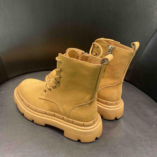 LFGJ 7427  7428   松糕厚底帅气短靴女百搭系带马丁靴复古英伦风骑士靴 商品图3