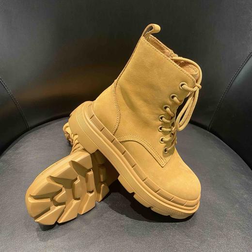 LFGJ 7427  7428   松糕厚底帅气短靴女百搭系带马丁靴复古英伦风骑士靴 商品图4