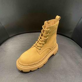 LFGJ 7427  7428   松糕厚底帅气短靴女百搭系带马丁靴复古英伦风骑士靴