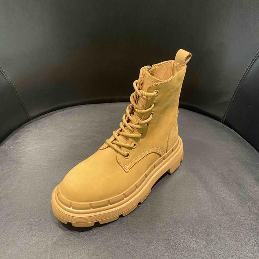 LFGJ 7427  7428   松糕厚底帅气短靴女百搭系带马丁靴复古英伦风骑士靴 商品图0