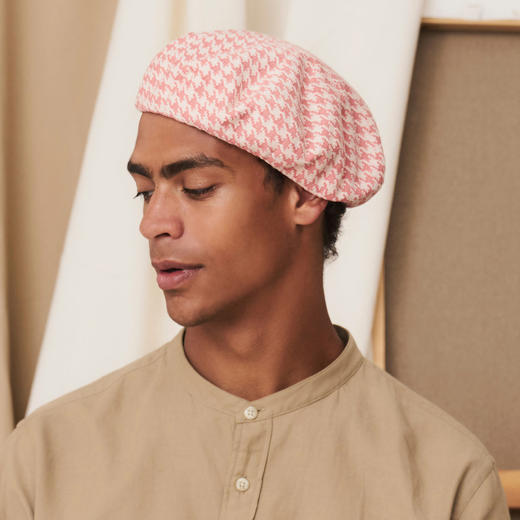 北京仓｜LAULHERE-Glaieul-玫瑰粉 千鸟格 贝雷帽［法国设计师］ 商品图8