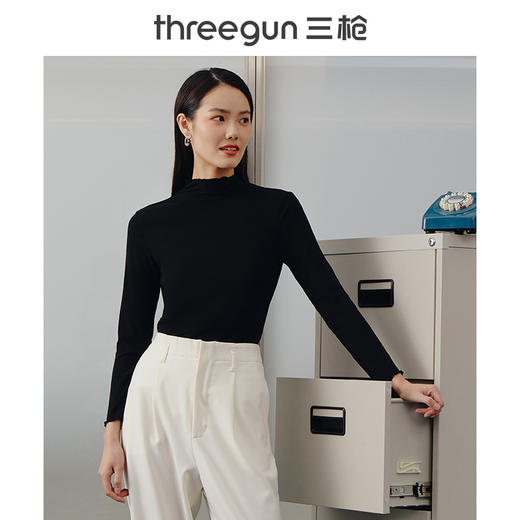 Threegun三枪 【浄呼吸】高领女士长袖上衣打底衫-23550A011 商品图8
