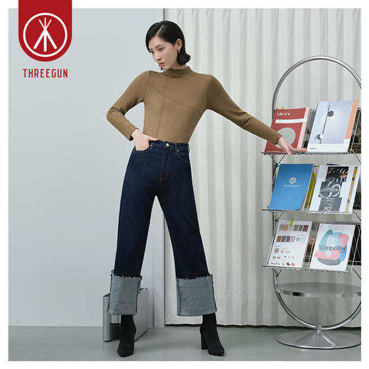 Threegun三枪 【双面绒】连领女士长袖上衣打底衫-23996A011 商品图4