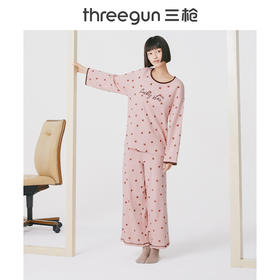 Threegun三枪 【舒肤棉】圆领九分袖长裤女士家居套家居服-81952D011
