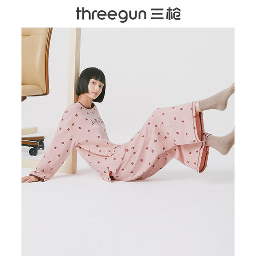Threegun三枪 【舒肤棉】圆领九分袖长裤女士家居套家居服-81952D011 商品图5