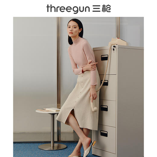 Threegun三枪 【浄呼吸】高领女士长袖上衣打底衫-23550A011 商品图2