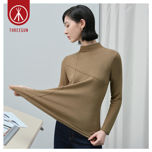 Threegun三枪 【双面绒】连领女士长袖上衣打底衫-23996A011 商品图5