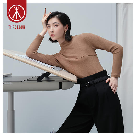 Threegun三枪 【双面绒】连领女士长袖上衣打底衫-23996A011 商品图2