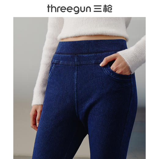 Threegun三枪 【水洗牛仔双层加绒】简约女士靴裤长裤-60838B011 商品图1