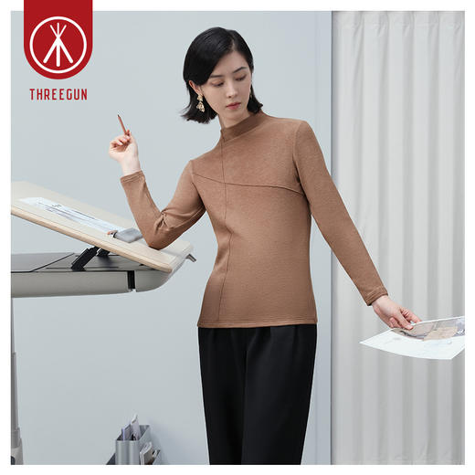 Threegun三枪 【双面绒】连领女士长袖上衣打底衫-23996A011 商品图3
