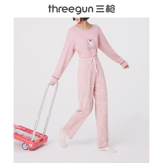 Threegun三枪 【舒肤棉】女士印花家居长裤睡裤-60850B011 商品图3