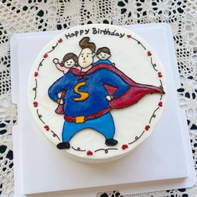 超人粑粑手绘蛋糕：