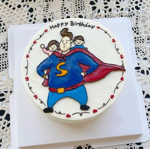 超人粑粑手绘蛋糕： 商品图0