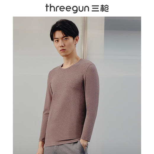 Threegun三枪 【花灰密棉】磨毛圆领男士长袖上衣打底衫-23549A011 商品图0