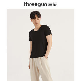 Threegun三枪【匠心系列-80支长绒棉】V领男士短袖T恤-23459A211