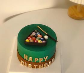 台球翻糖装饰主题蛋糕：再大就不精致了哟