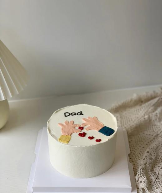 爸爸手绘简约款蛋糕:(爸爸的手是力量，也是陪伴) 商品图0