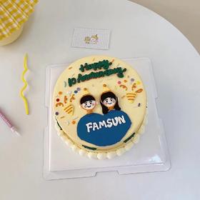 情侣手绘主题蛋糕：（最好的归宿，是岁月与爱人同步。时光不问赶路人，时光不负有心人）