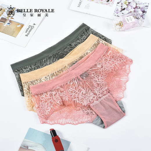 皇家丽美网纱有弹性竹炭纤维蕾丝女士内裤DK9116 商品图0