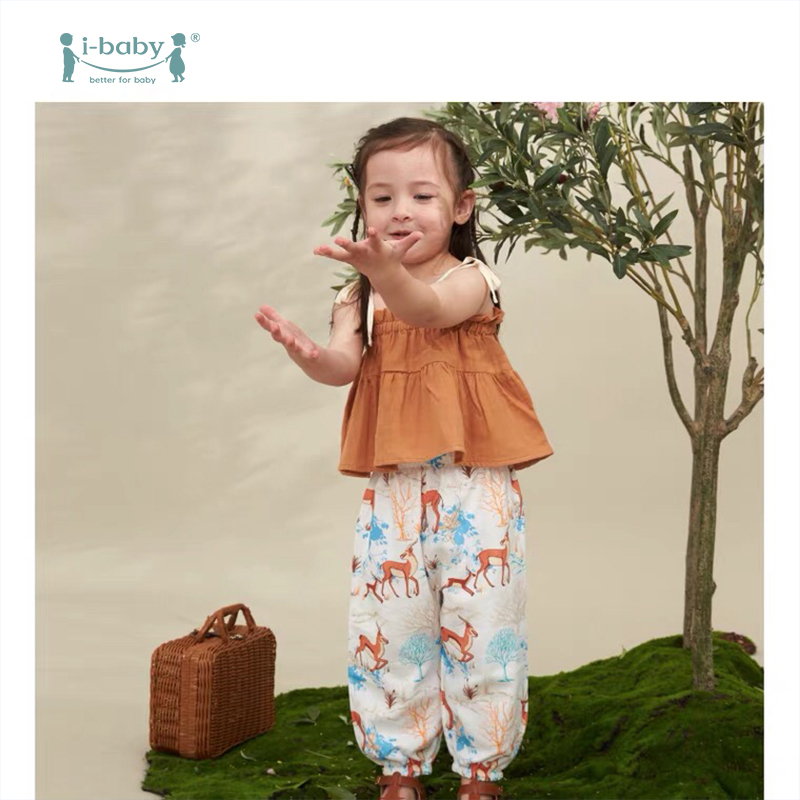 ibaby×outlast太空科技恒温 珍稀国宝系列 儿童纱布防叮咬裤 透气春装夏季薄款女童宝宝男装WWF联名款
