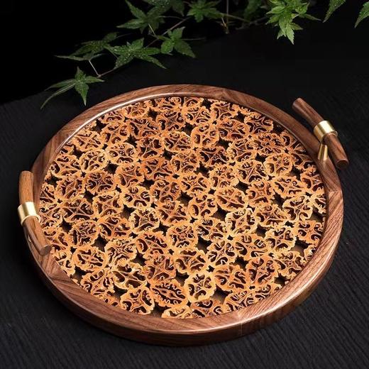 核美系列 核桃+胡桃木 核桃木双耳干泡盘实木手工切割圆型茶盘家用功夫茶具创意茶台 茶道 茶具 商品图1