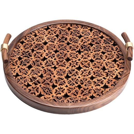 核美系列 核桃+胡桃木 核桃木双耳干泡盘实木手工切割圆型茶盘家用功夫茶具创意茶台 茶道 茶具 商品图6