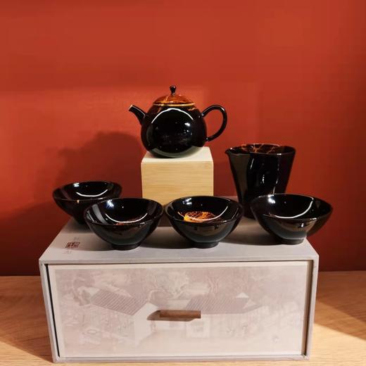 曾勇 吉州窑木叶天目釉手工茶具套装 高档礼盒 商品图6