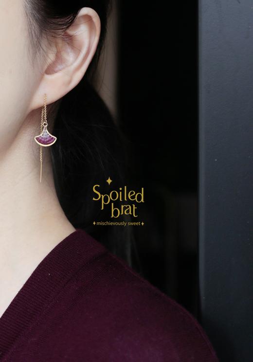 SpoiledBrat Jewelry银杏叶系列 | 石榴石/绿松石/珍珠/绿玉髓耳线 商品图1