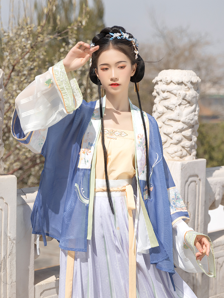 故宫宫廷文化×汉尚华莲联名款宣和景汉服女宋制四件套装百迭裙夏