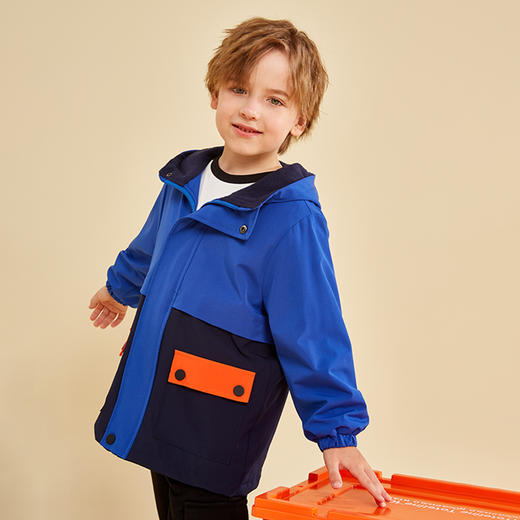【老虎】龙之涵 儿童活力撞色加绒连帽防风衣 恒温保暖连帽防风棉服 中大童保暖上衣 A类标准 商品图11
