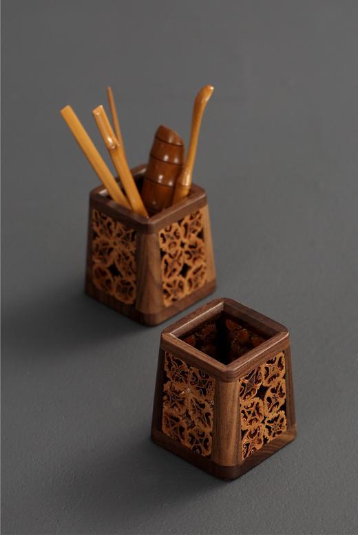 核美系列 核桃+胡桃木 茶道 六君子茶筒 茶具 收纳 笔筒 商品图3