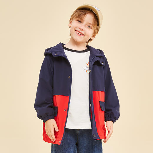 【老虎】龙之涵 儿童活力撞色加绒连帽防风衣 恒温保暖连帽防风棉服 中大童保暖上衣 A类标准 商品图9